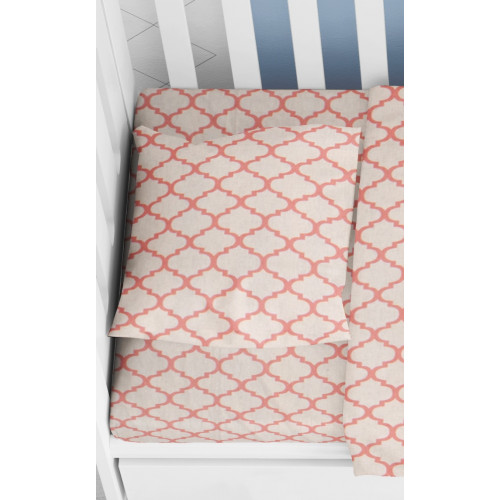 DIMcol ΜΑΞΙΛΑΡΟΘΗΚΗ ΕΜΠΡΙΜΕ ΒΡΕΦ Cotton 100% 35Χ45 Windows 161 White-Coral