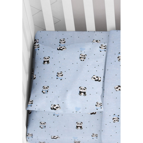 DIMcol ΜΑΞΙΛΑΡΟΘΗΚΗ ΕΜΠΡΙΜΕ ΒΡΕΦ Cotton 100% 35Χ45 PANDA 110 Sky blue 1915817715811082