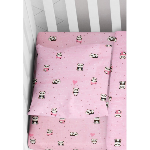 DIMcol ΜΑΞΙΛΑΡΟΘΗΚΗ ΕΜΠΡΙΜΕ ΒΡΕΦ Cotton 100% 35Χ45 PANDA 111 Pink 1915817715811179