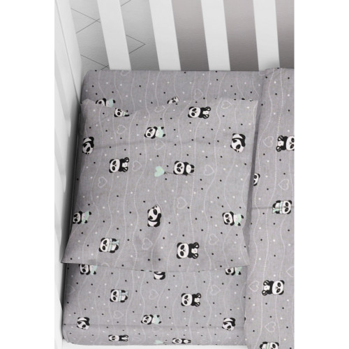 DIMcol ΜΑΞΙΛΑΡΟΘΗΚΗ ΕΜΠΡΙΜΕ ΒΡΕΦ Cotton 100% 35Χ45 PANDA 112 Grey-Green 1915817715811288
