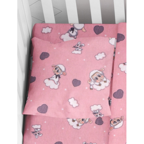 DIMcol ΜΑΞΙΛΑΡΟΘΗΚΗ ΕΜΠΡΙΜΕ ΒΡΕΦ Flannel Cotton 100% 35Χ45 Προβατάκι 05 Pink 1915857706600579