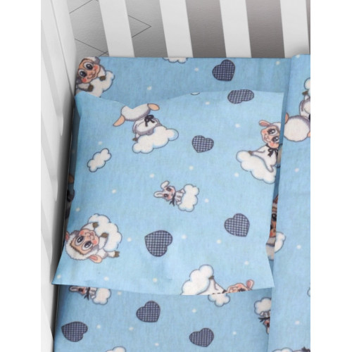 DIMcol ΜΑΞΙΛΑΡΟΘΗΚΗ ΕΜΠΡΙΜΕ ΒΡΕΦ Flannel Cotton 100% 35Χ45 Προβατάκι 06 Sky blue 1915857706600682
