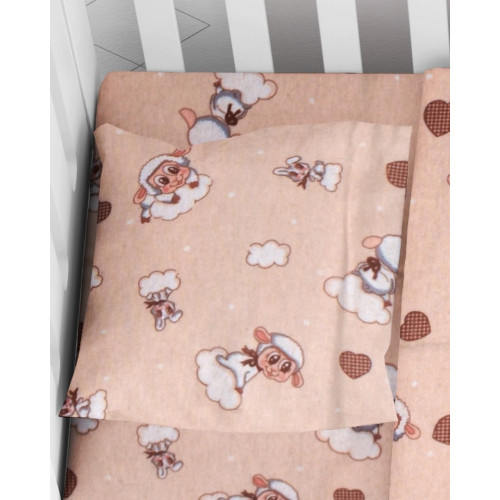 DIMcol ΜΑΞΙΛΑΡΟΘΗΚΗ ΕΜΠΡΙΜΕ ΒΡΕΦ Flannel Cotton 100% 35Χ45 Προβατάκι 07 Beige 1915857706600780
