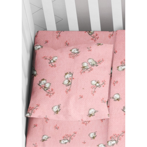 DIMcol ΜΑΞΙΛΑΡΟΘΗΚΗ ΕΜΠΡΙΜΕ ΒΡΕΦ Flannel Cotton 100% 35Χ45 Birds 15 Pink 1915857708601579