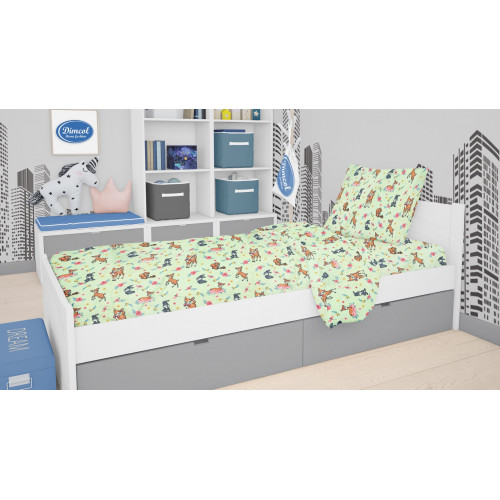 DIMcol ΣΕΝΤΟΝΙΑ ΕΜΠΡΙΜΕ ΣΕΤ 3 τεμ ΠΑΙΔ Cotton 100% 160Χ240 Ελαφάκι 116 Green 1924615215911681