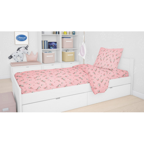 DIMcol ΣΕΝΤΟΝΙΑ ΕΜΠΡΙΜΕ ΣΕΤ 3 τεμ ΠΑΙΔ Flannel Cotton 100% 160Χ240 Birds 15 Pink 1924655208601579