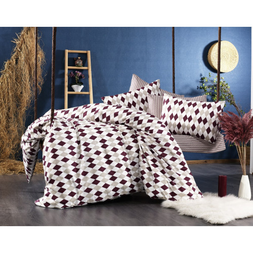 DIMcol ΣΕΝΤΟΝΙΑ ΕΜΠΡΙΜΕ ΣΕΤ 3 τεμ ΕΝΗΛ Flannel Cotton 100% 220Χ240 Diamond 326 Burgundy 1934655541532623