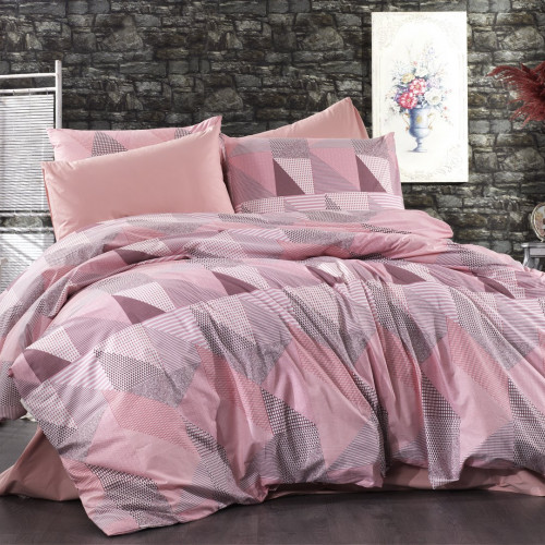 DIMcol ΣΕΝΤΟΝΙΑ ΕΜΠΡΙΜΕ ΣΕΤ 3 τεμ ΕΝΗΛ Flannel Cotton 100% 220Χ240 Geometrical 331 Pink-Salmon 1934655541633168