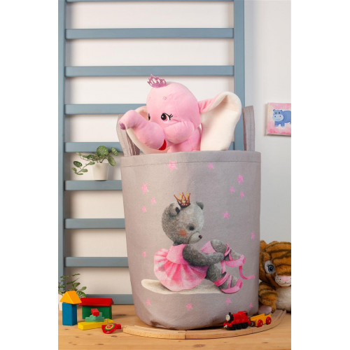 DIMCOL Παιδικό Καλάθι Αποθήκευσης Ballerina 105 50X30X45 cm Γκρι Υφασμάτινο 31463608006