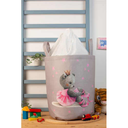 DIMCOL Παιδικό Καλάθι Αποθήκευσης Ballerina 105 50X30X45 cm Γκρι Υφασμάτινο 31463608006
