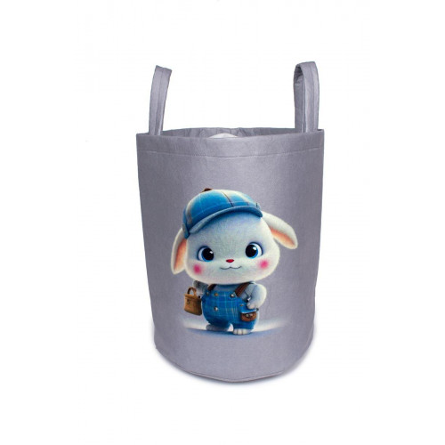 DIMCOL Παιδικό Καλάθι Αποθήκευσης Cap Bunny 38 50X30X45 cm Γκρι Υφασμάτινο 31463608013