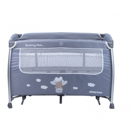 Παρκοκρέβατο της εταιρείας Kikka Boo κατασκευασμένο από αλουμίνιο.