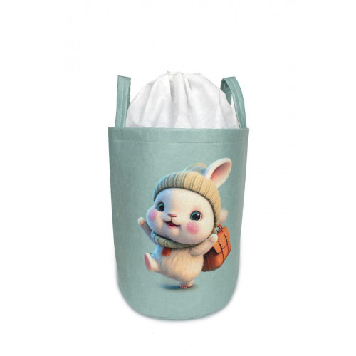 DIMCOL Παιδικό Καλάθι Αποθήκευσης Happy Bunny 42 50X30X45 cm Βεραμάν Υφασμάτινο 31463608014