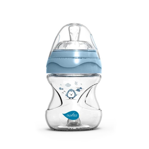 NUVITA ΠΛΑΣΤΙΚΟ ΜΠΙΜΠΕΡΟ ΜΕ ΘΗΛΗ ΣΙΛΙΚΟΝΗΣ 150ml ΜΠΛΕ NU-ALMB0061