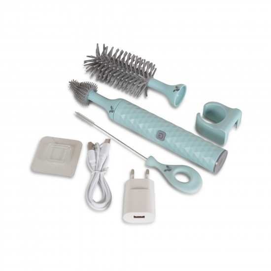 Η φωτογραφία δείχνει ΝΕΑ τεχνολογία ηλεκτρικής βούρτσας για ευκολότερο και άνετο καθάρισμα των μπιμπερό και των θηλών.