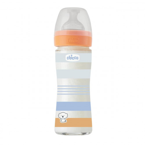 CHICCO ΜΠΙΜΠΕΡΟ ΓΥΑΛΙΝΟ BOY WELL BEING 240ML 0Μ+ ΘΗΛΗ ΣΙΛΙΚΟΝΗΣ A50-28721-21