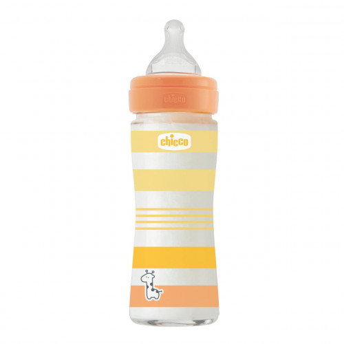 CHICCO ΜΠΙΜΠΕΡΟ ΓΥΑΛΙΝΟ UNISEX WELL BEING 240ML 0Μ+ ΘΗΛΗ ΣΙΛΙΚΟΝΗΣ A50-28721-31