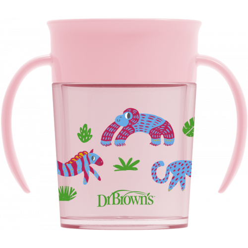 DR. BROWN'S Κύπελλο 360° με λαβές 200 ml ροζ TC 71005
