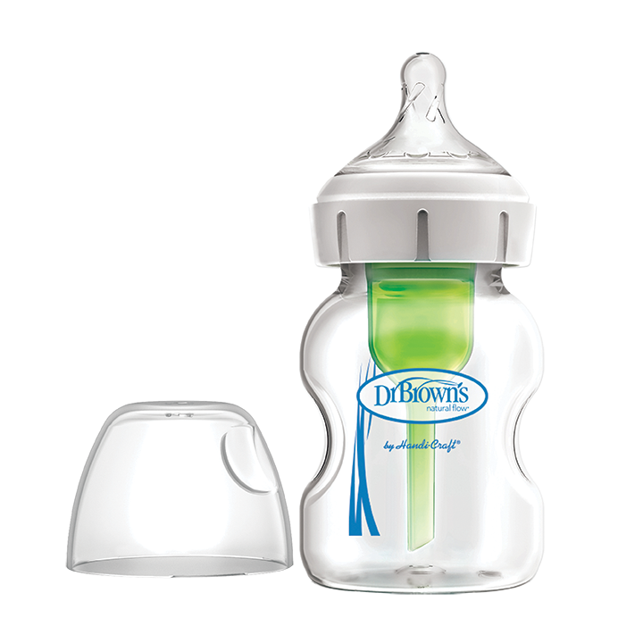 Μπιμπερό γυάλινο Options+ με φαρδύ λαιμό 150 ml.