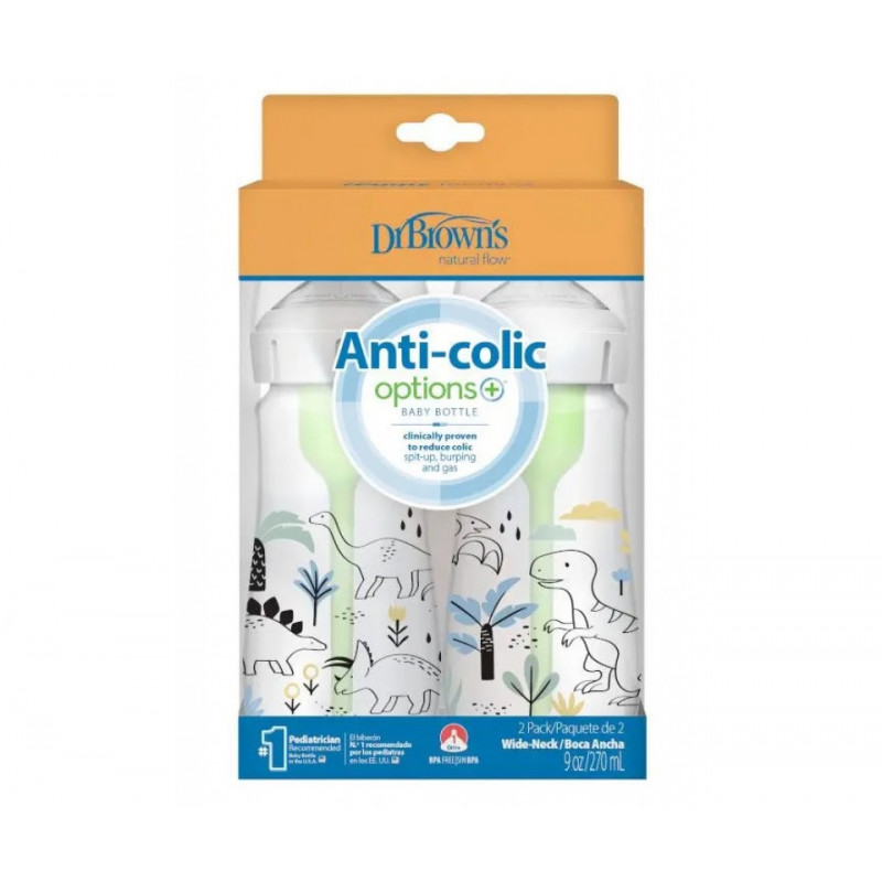 Η φωτογραφία δείχνει Μπιμπερό Πλαστικό με Φαρδύ Λαιμό Options+Εργονομικά σχεδιασμένο μπιμπερό με φαρδύ λαιμό, που μέσω της καινοτομίας της διέλευσης του αέρα εξασφαλίζει μοναδικά πλεονεκτήματα στο τάισμα.