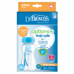 Η φωτογραφία δείχνει Μπιμπερό Πλαστικό με Φαρδύ Λαιμό Options+Εργονομικά σχεδιασμένο μπιμπερό με φαρδύ λαιμό, που μέσω της καινοτομίας της διέλευσης του αέρα εξασφαλίζει μοναδικά πλεονεκτήματα στο τάισμα.