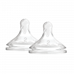Η φωτογραφία δείχνει Θηλές Σιλικόνης για Μπιμπερό Options+ Με Φαρδύ ΛαιμόΠροηγμένης τεχνογνωσίας θηλές, ειδικά σχεδιασμένες για τα μπιμπερό φυσικής ροής Dr.
