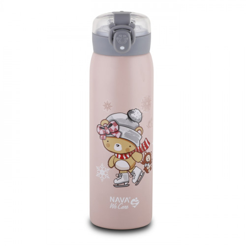 NAVA Θερμός μπουκάλι ανοξείδωτο "We Care" ροζ 500ml 10-110-010