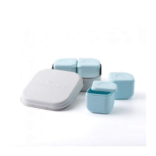 MINIWARE DES.11 ΔΟΧΕΙΟ ΦΑΓΗΤΟΥ INOX ΣΙΕΛ 15X15CM ΜΕ 2 ΑΠΟΘΗΚΕΥΤΙΚΑ ΔΟΧΕΙΑ ΣΙΛΙΚΟΝΗΣ 51-5009/11
