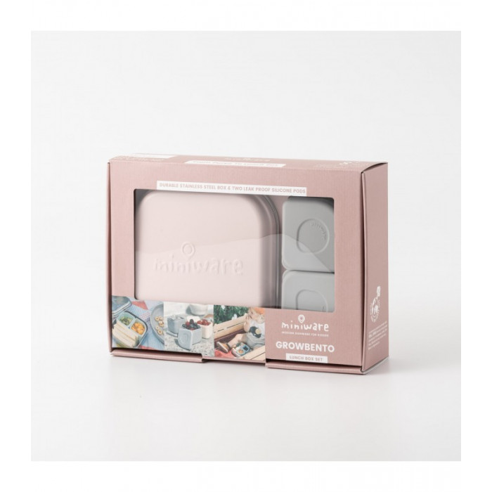 Η φωτογραφία δείχνει ΠΛΗΡΟΦΟΡΙΕΣΔοχείο φαγητού 15x15cm από ανοξείδωτο ατσάλι με2 δοχεία σιλκόνης 7x7cm, , Συσκευασία σε κουτί με παράθυρο