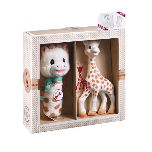 Sophie la girafe Σετ δώρου με την Σόφι και μια κουδουνίστρα "Πιου-πιου" S000012