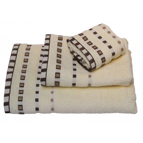 Πετσέτα ΚΟΜΒΟΣ Πεννιέ 450γρ/μ2 Πουά Ζακάρ Κρεμ Προσώπου 50x90