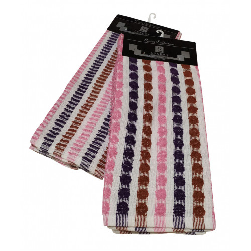 Σετ Ποτηρόπανα 2τεμ.ΚΟΜΒΟΣ πετσετέ LUXURY 100% Cotton 45x65 Pink