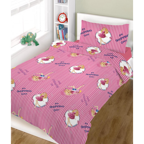 Σετ σεντόνια ΚΟΜΒΟΣ shopping girl με λάστιχο μονά 160x240