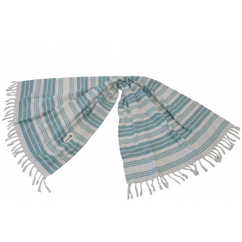 Πετσέτα Θαλάσσης Παρεό ΚΟΜΒΟΣ δύο όψεων Πετρόλ Ρίγες 90x180