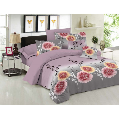 Σετ Σεντόνια Le Blanc Premium Cotton 100% Chrysanthemum Lilac Υπέρδιπλα 240x270