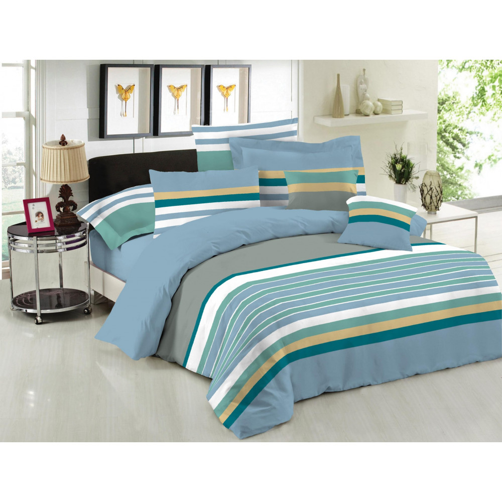 1 πανωσέντονο εμπριμέ 240x270 & 1 κατωσέντονο μονόχρωμο 240x270 & 2 μαξιλαροθήκες φάκελος εμπριμέ