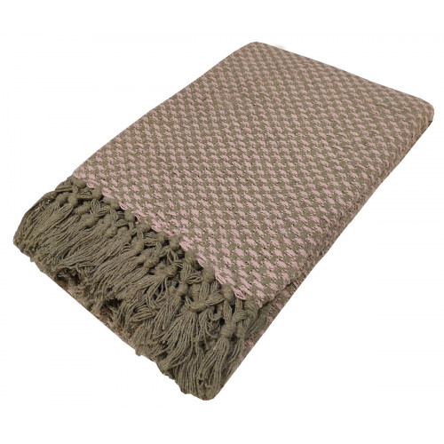 Ριχτάρι ΚΟΜΒΟΣ Βαμβακερό 2θ 180x250 Ψάθα Καφέ / Ροζ