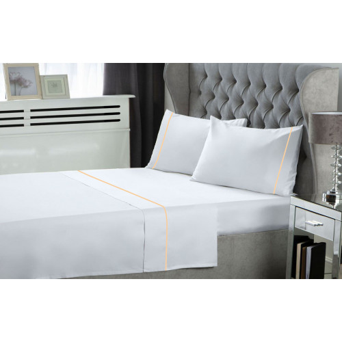 Σετ  Σεντόνια Le Blanc Μονόχρωμα  με Φυτίλι Polycotton 50/50 TC144 White Μονά 170x270