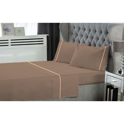 Σετ Σεντόνια LeBlanc Μονόχρωμα με Φυτίλι Polycotton 50/50 TC144 Light Brown Υπέρδιπλα 240x270
