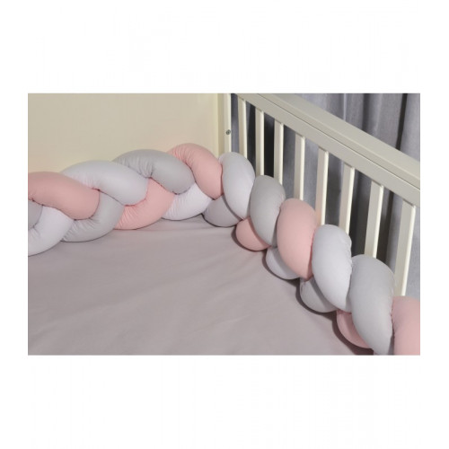 Baby Oliver des 3125 πλεξούδα Λευκό-Γκρι-Ροζ Βαμβακερή 20 μ χ 200 εκ.