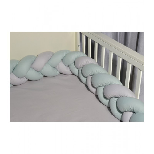 Baby Oliver des 3305 πλεξούδα Μέντα-Γκρι τριπλή Βαμβακερή 20 μ χ 200 εκ.