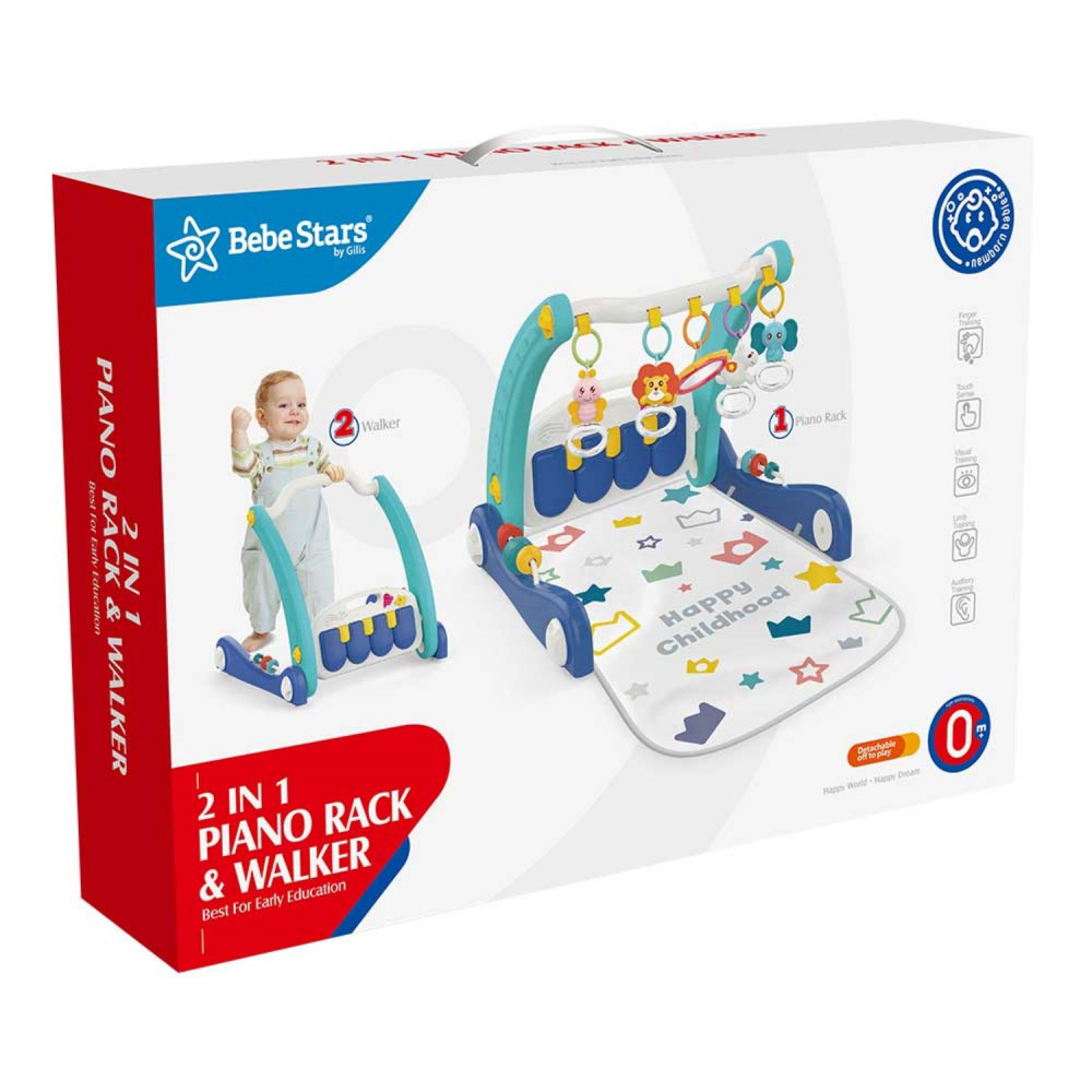 BEBE STARS ΓΥΜΝΑΣΤΗΡΙΟ - ΠΕΡΠΑΤΟΥΡΑ PIANO HAPPY 2in1 BLUE.