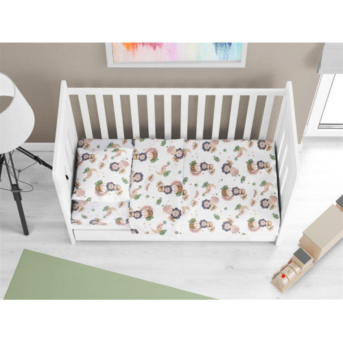 DIMCOL Σεντόνια Εμπριμέ Σετ 3 τεμ bebe Lion 532 120X160 Beige 100% Cotton 31112221039