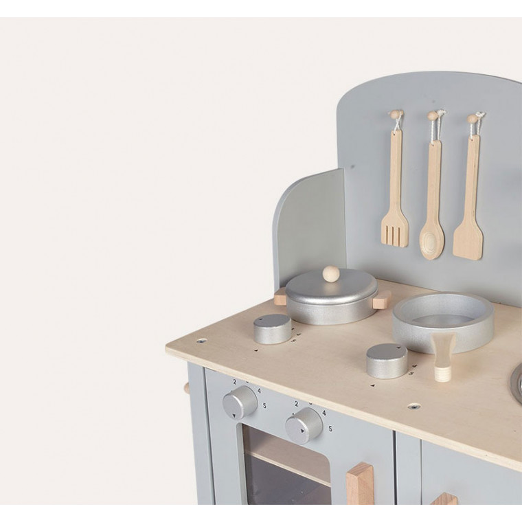 JABADABADO ΞΥΛΙΝΗ ΠΑΙΔΙΚΗ ΚΟΥΖΙΝΑ ΜΕ ΚΑΤΣΑΡΟΛΙΚΑ ΓΚΡΙ.