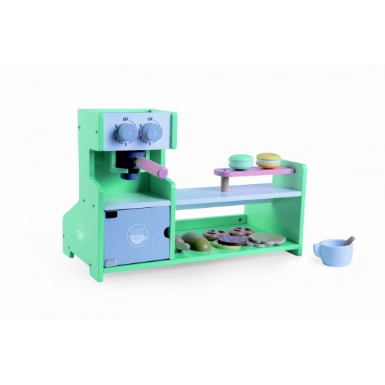 ΞΥΛΙΝΗ ΚΑΦΕΤΙΕΡΑ ΤΗΣ ΣΕΙΡΑΣ MONI TOYSΓια ηλικία 36+ μηνώνΠεριλαμβάνει: μηχανή espresso, πάγκο, γλυκίσματα, σφολιάτεςΔιαστάσεις στο κουτί: 35.