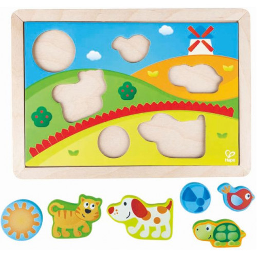 Hape Sunny Valley Puzzle 3 in 1 Το Παζλ Της Ηλιόλουστης Κοιλάδας Με 3 Διαφορετικές Βάσεις Εφαρμογής  12Τεμ E1601A