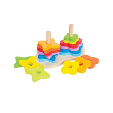 Hape Double Rainbow Stacker Στοίβαξε τα Πολύχρωμα Σχήματα 19 Τεμ E0406A