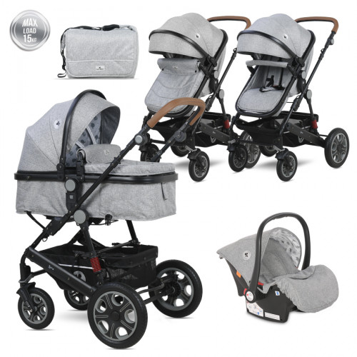 ΠΟΛΥΚΑΡΟΤΣΙ ΜΕ ΚΑΘΙΣΜΑ ΑΥΤΟΚΙΝΗΤΟΥ 3 ΣΕ 1 LORA SET COOL GREY ELEPHANTS 10021282123D