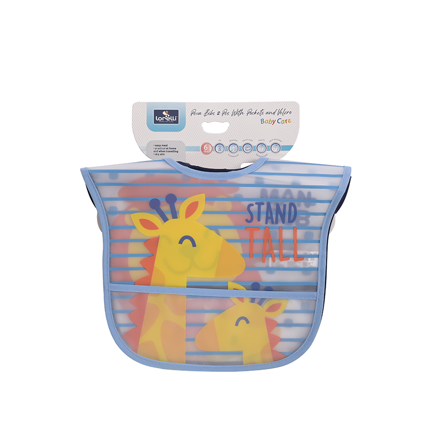 Lorelli σετ 2 τεμ αδιάβροχες σαλιάρες με τσέπη και χαρούμενα τυπώματα.