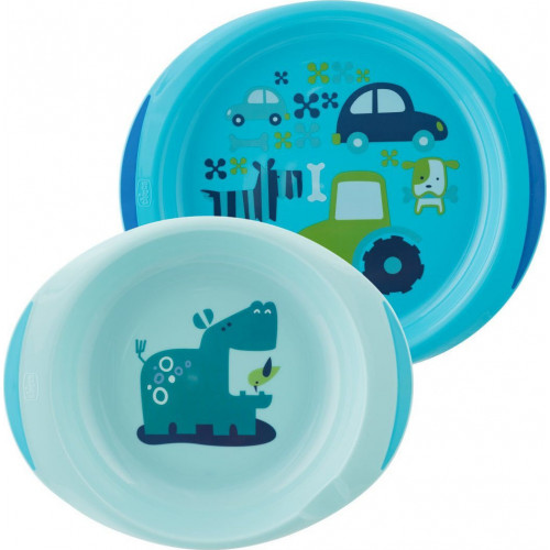 Chicco Σετ Πιάτο και Μπόλ Μπλε 12m+ F05-16002-20